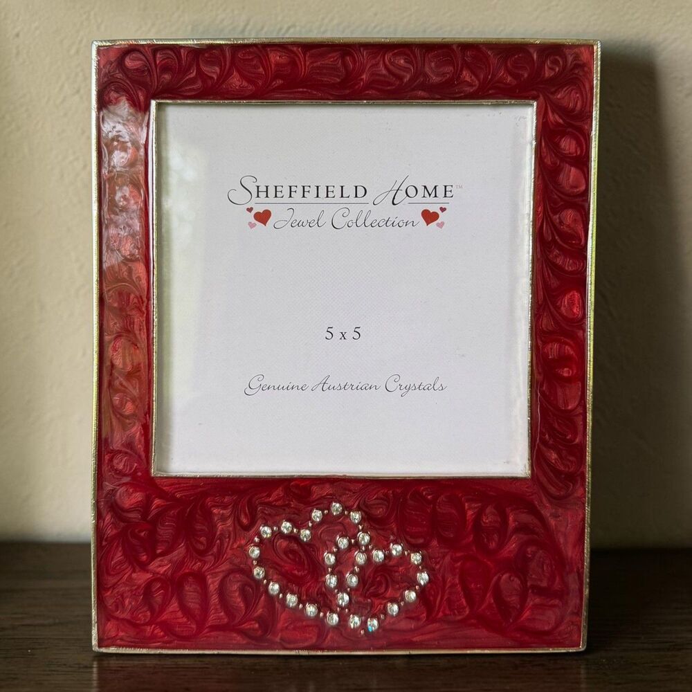 Sheffield Home Jewel Collection Picture Frame 5" x 5" Red Enamel with Crystals